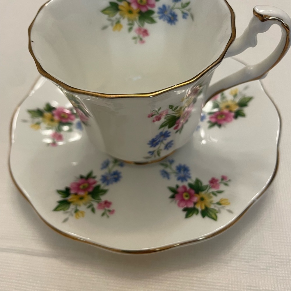Floral Bone China Teacup and Saucer Set